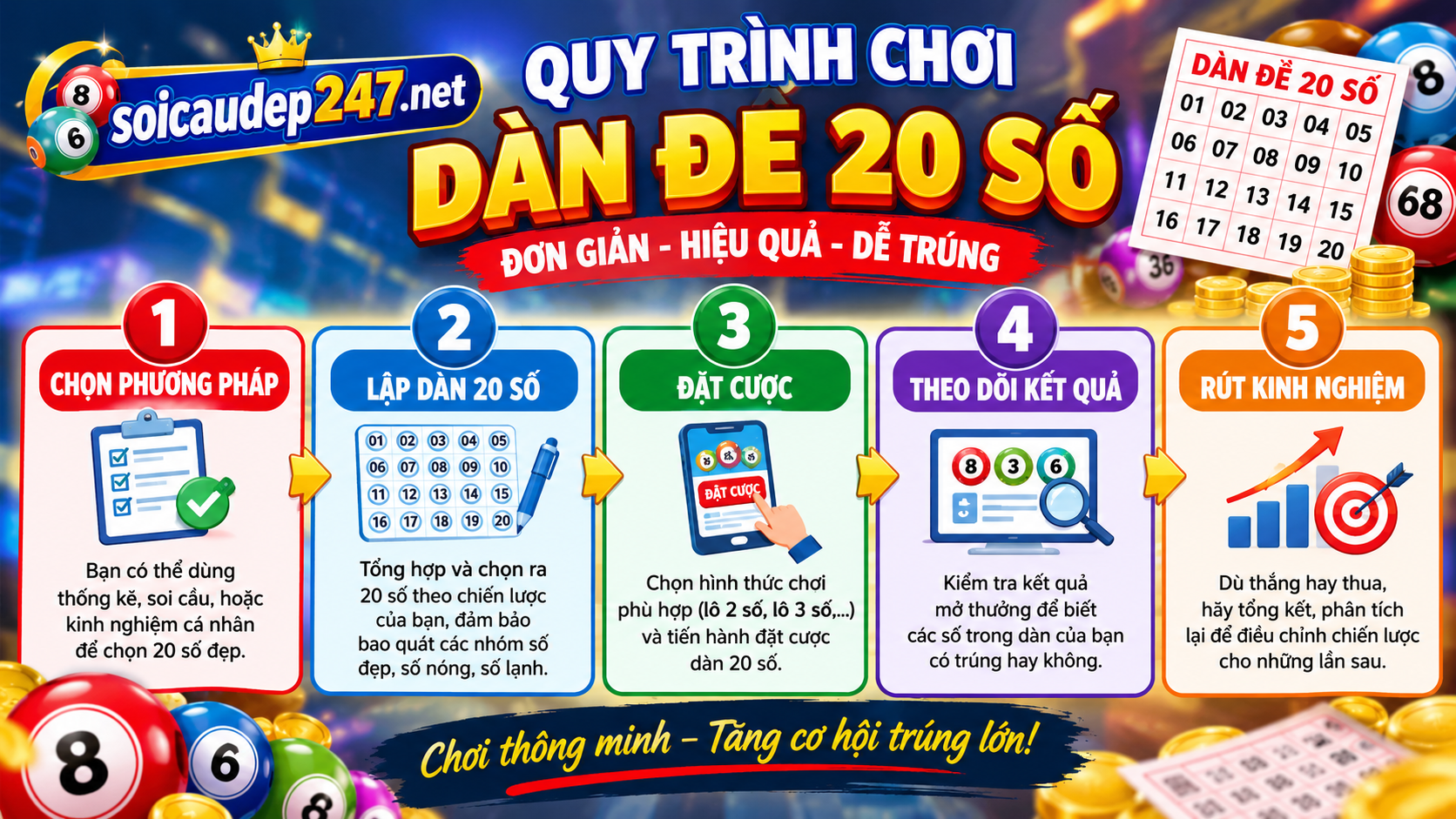 quy trình chơi dàn đề 20 số
